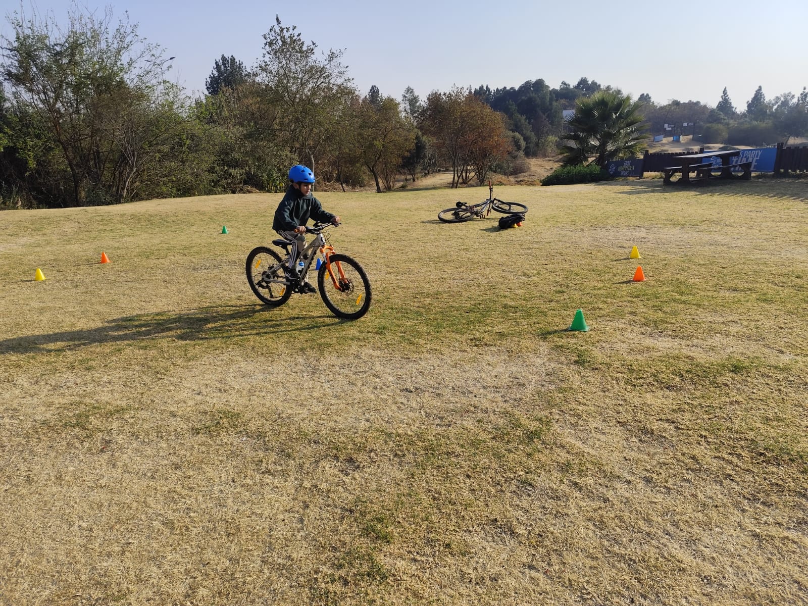Junior rider practising with cones