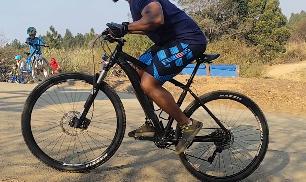 Rider practising bike handling skills